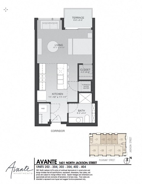 Floor plan for studio, 1 bath, 588 sqft